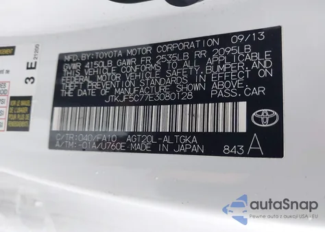 2014 Scion Tc z USA, uszkodzony, nr VIN JTKJF5C77E3080128